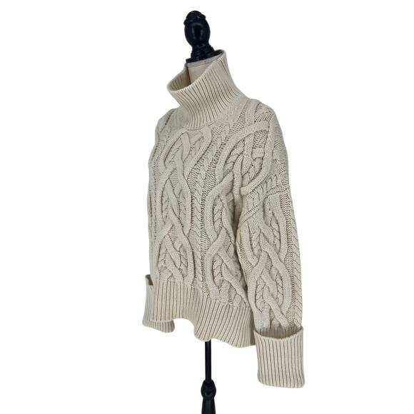 Citizens of Humanity Zola Cable-knit Cashmere Turtleneck Sweater in Ivory - Picture 7 of 14